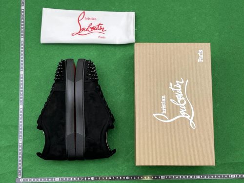 Christian Louboutin Louis Junior Spikes Suede Sneakers Black