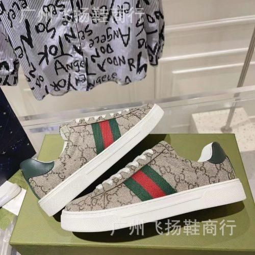 Gucci Ace Classic Canvas Sneakers Beige and Green