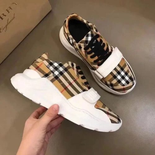 Burberry Check Print Chunky Sneakers Beige and White