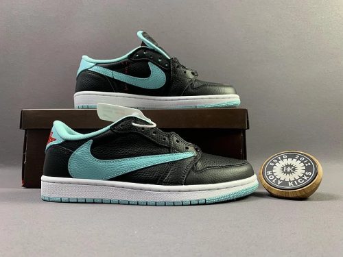 Jordan Travis Scott x Air Jordan 1 Low Chunky Sneakers Black and Light Blue