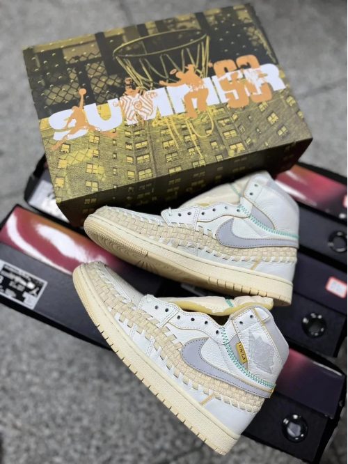 Jordan Air Jordan 1 Retro High OG SP Union LA Bephies Beauty Supply Woven Sneakers White and Be