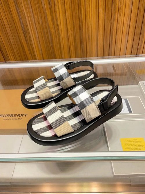 Burberry Check Print Casual Sandals Beige and Black