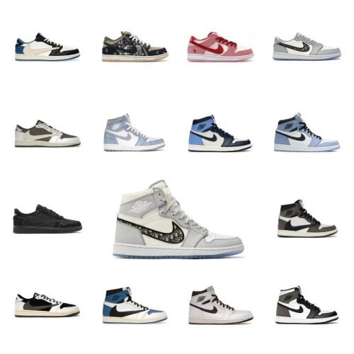 Jordan Air Jordan 1 High OG Dior High Top Sneakers Gray and White