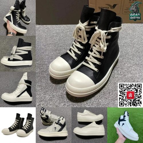 Rick Owens Ramones High Top Sneakers Black and White