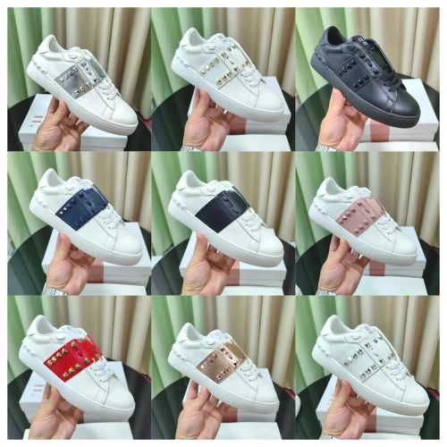 Valentino Open Skate Studded Leather Sneakers Multicolor