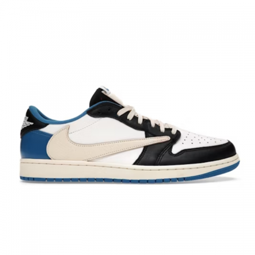 Jordan Air Jordan 1 Low Travis Scott Fragment Low Top Sneakers White and Blue