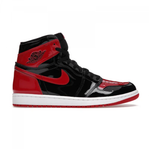 Jordan Air Jordan 1 Retro High OG Patent Bred High Top Sneakers Black and Red