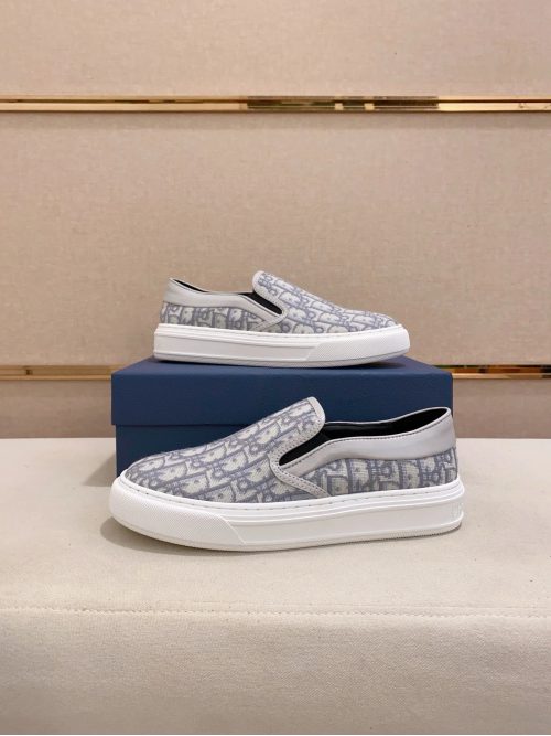 Dior Oblique Slip-On Casual Sneakers Gray and White