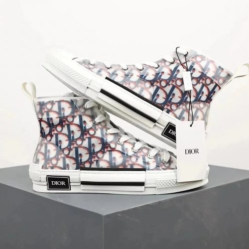 Dior B23 High Top Oblique Sneakers White and Blue
