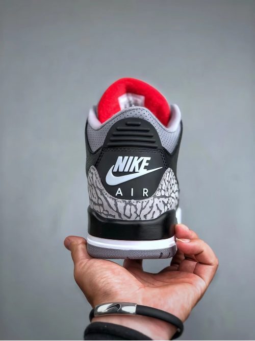 Nike Air Jordan 3 Retro Black Cement Basketball Sneakers Black and Gray