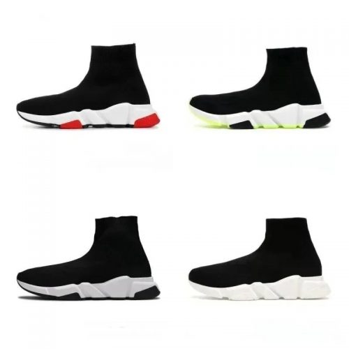 Balenciaga Speed Trainer Knit Sneakers Black and White