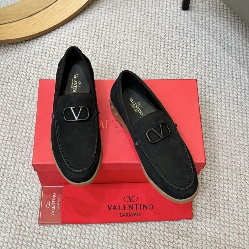 Valentino Garavani VLogo Suede Loafers Casual Shoes Black