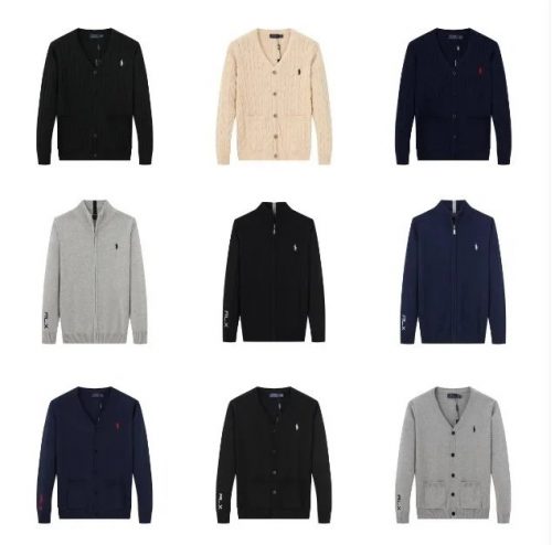 Ralph Lauren Classic Cable Knit and Zip-Up Cardigan Sweater Multicolor