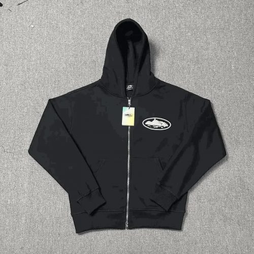 Corteiz CRTZ Island Zip-Up Streetwear Hoodie Black