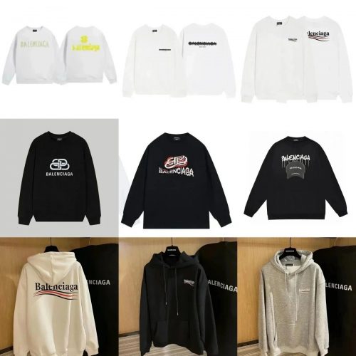 Balenciaga Graphic Print Oversized Hoodie and Sweatshirt Collection Multicolor