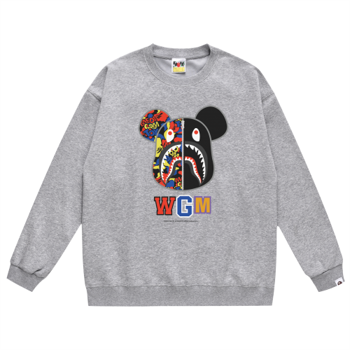 A Bathing Ape BAPE BE@RBRICK Shark Graphic Streetwear Sweatshirt Gray