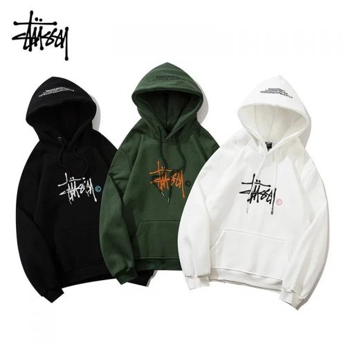 Stussy Signature Graphic Streetwear Hoodie Black Green and White