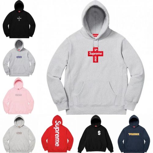 Supreme Cross Box Graphic Streetwear Hoodie Gray
