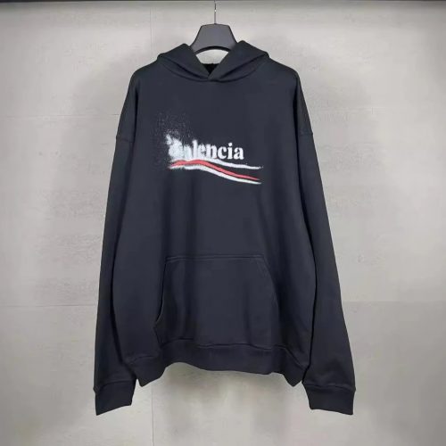 Balenciaga Spray Paint Graphic Oversized Hoodie Black