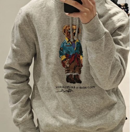 Ralph Lauren Polo Bear Graphic Cotton Hoodie Gray