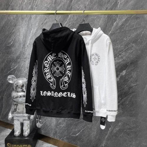 Chrome Hearts Los Angeles Horseshoe Graphic Streetwear Hoodie Black and White