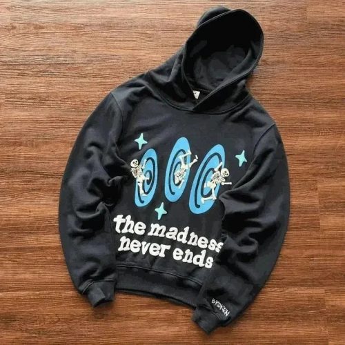 Broken Planet BP The Madness Never Ends Graphic Streetwear Hoodie Black