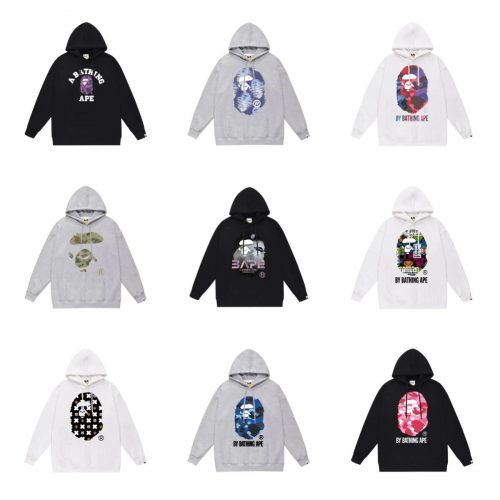 A Bathing Ape BAPE Graphic Print Streetwear Hoodie Multicolor