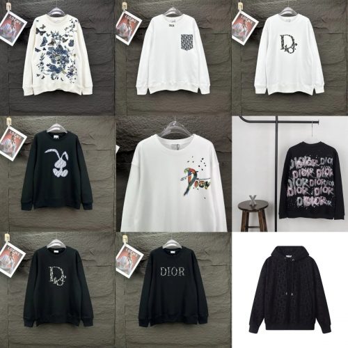 Dior Graphic Print Cotton Sweatshirt Collection Black and White