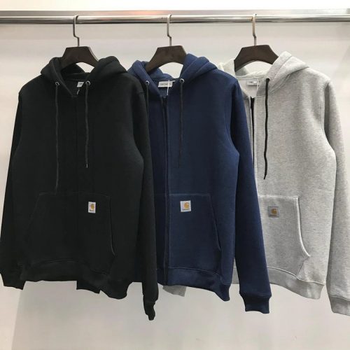 Carhartt K122 Midweight Zip-Front Casual Hoodie Black Navy and Gray
