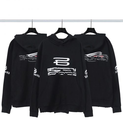 Balenciaga Speed Hunters Graphic Streetwear Hoodie Black