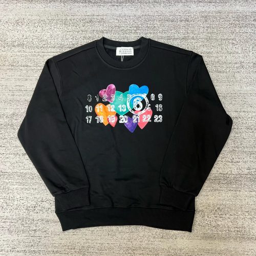 Maison Margiela MM6 Heart Graphic Cotton Sweatshirt Black