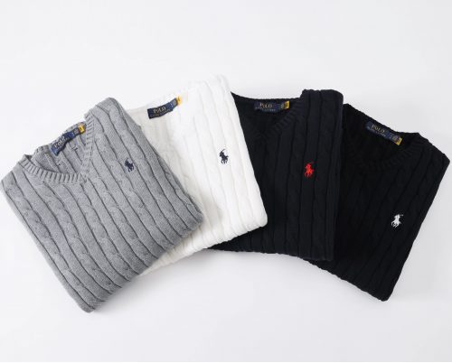 Polo Ralph Lauren PRL Cable Knit V-Neck Sweater Classic Cotton Multicolor