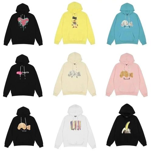 Palm Angels Bear Graphic Streetwear Hoodie Multicolor