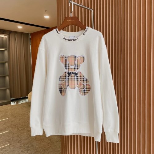 Burberry Thomas Bear Check Graphic Cotton Sweatshirt White
