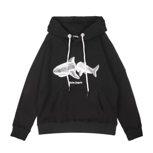 Palm Angels Shark Graphic Oversized Hoodie Black