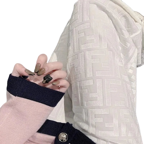 Fendi FF Monogram Knit Cardigan Pink and White