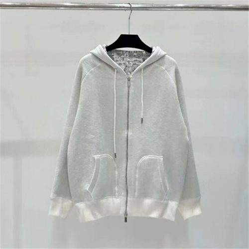 Dior Oblique Zip-Up Hoodie Casual Sweatshirt White