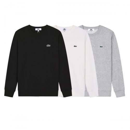 Lacoste Classic Crewneck Cotton Sweatshirt Black White and Gray