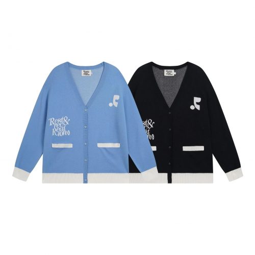 Rest&Repeat Graphic Knit Oversized Cardigan Blue and Black