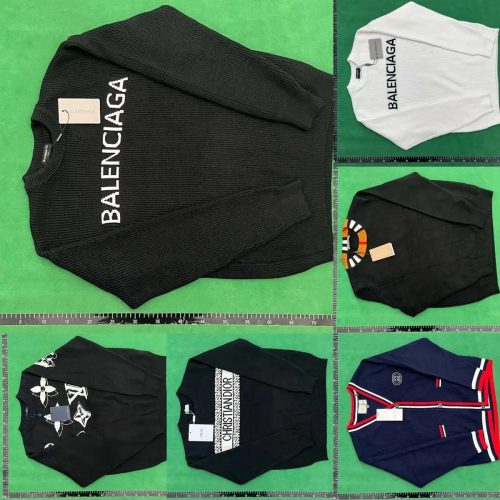 Balenciaga Logo Knit Sweater Casual Pullover Black
