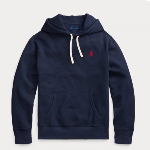 Ralph Lauren RL Pony Embroidery Cotton Hoodie Navy