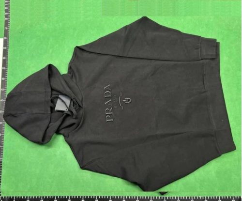 Prada Milano Embroidered Cotton Hoodie Black