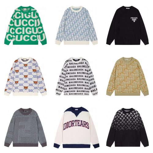 Gucci GG Teddy Sweater Knit Sweater Green and White