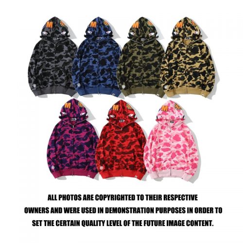 A Bathing Ape BAPE Shark Full Zip Camo Hoodie Multicolor