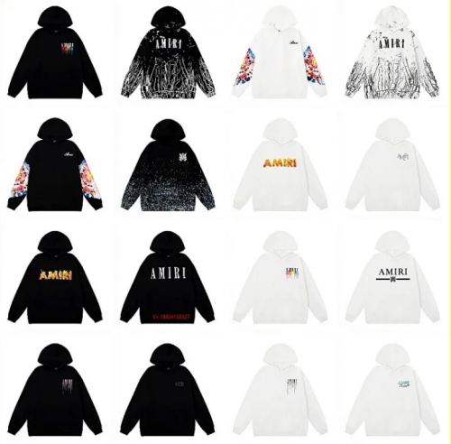 Amiri Graphic Print Oversized Hoodie Black and White