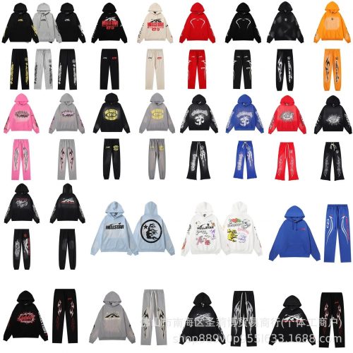 Hellstar Graphic Print Streetwear Hoodie and Joggers Multicolor