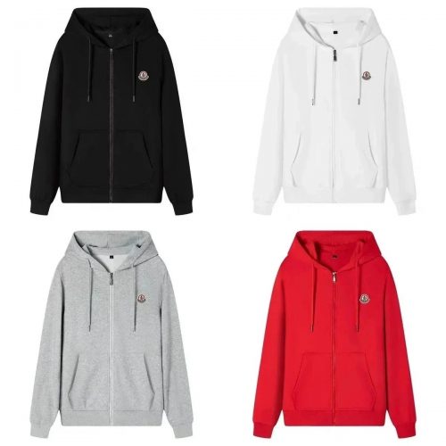 Moncler Zip-Up Hoodie Casual Sweatshirt Black White Gray Red