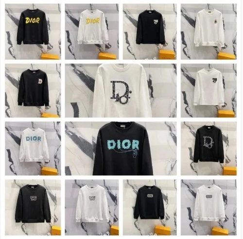 Dior Graphic Print Cotton Sweatshirt Black and White