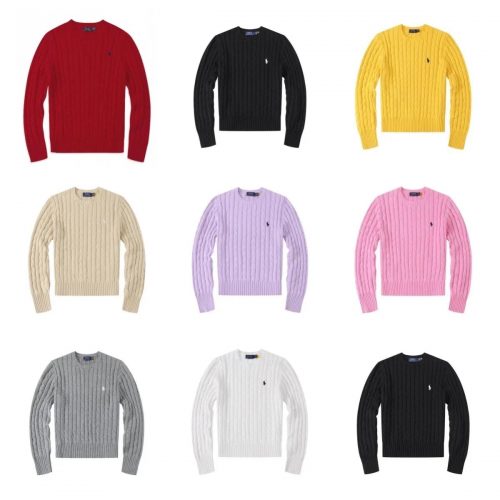 Ralph Lauren Cable-Knit Cotton Sweater Classic Crewneck Pullover Multicolor