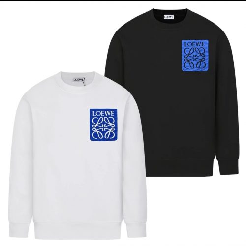 Loewe Anagram Patch Cotton Sweatshirt Black and White
